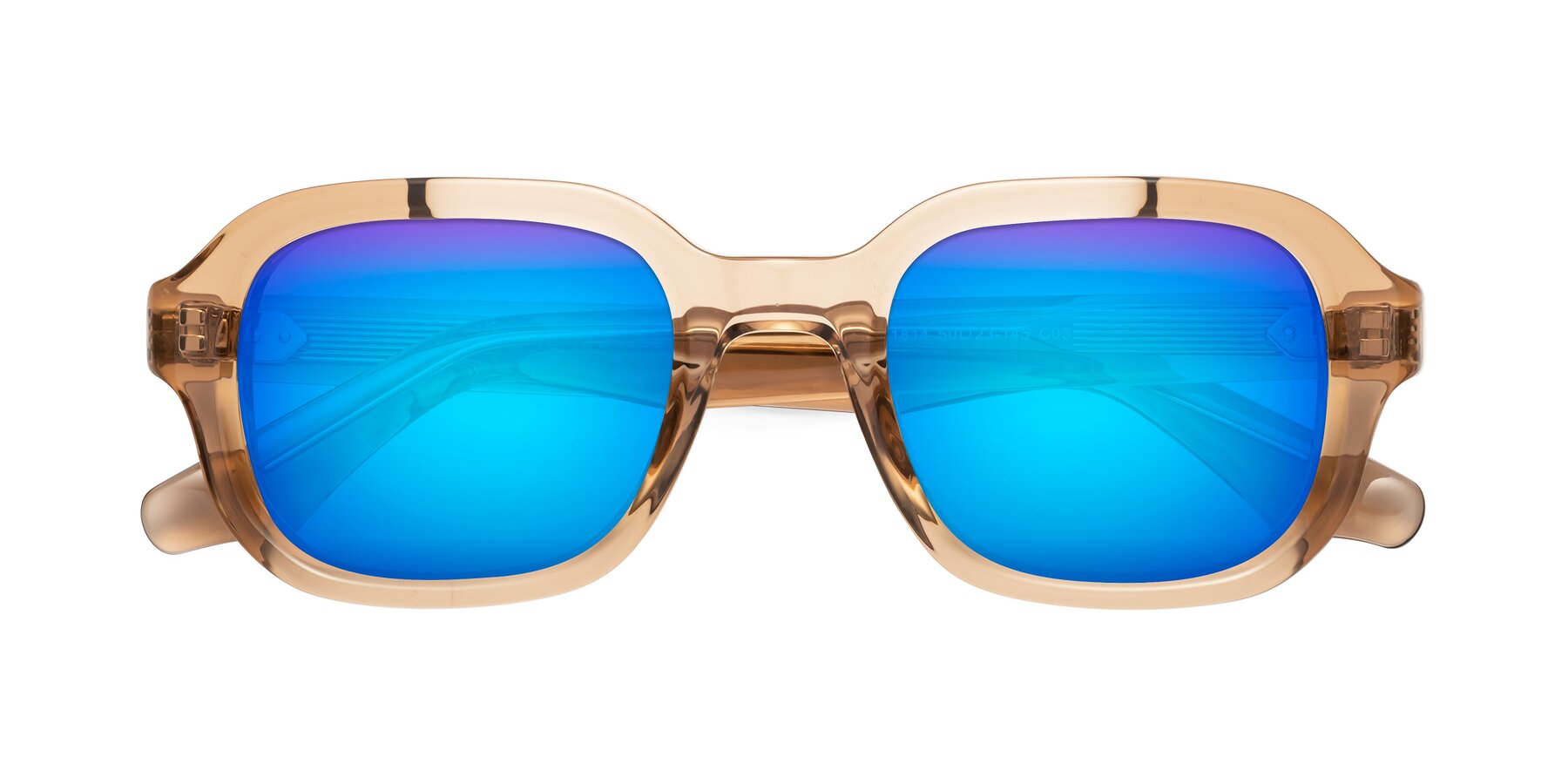 Folded Front of Unite in Amber with Blue Mirrored Lenses