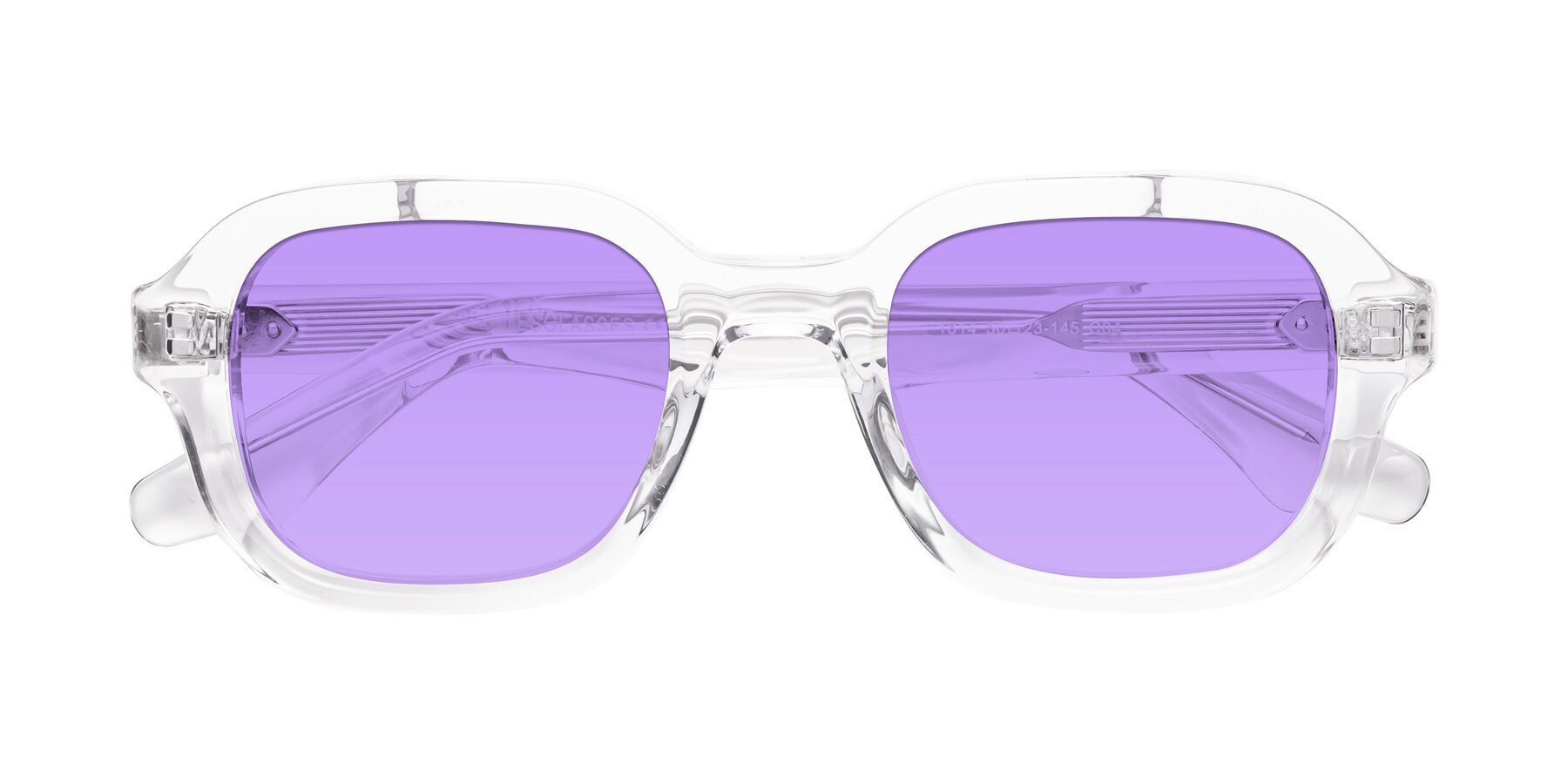 Folded Front of Unite in Clear with Medium Purple Tinted Lenses