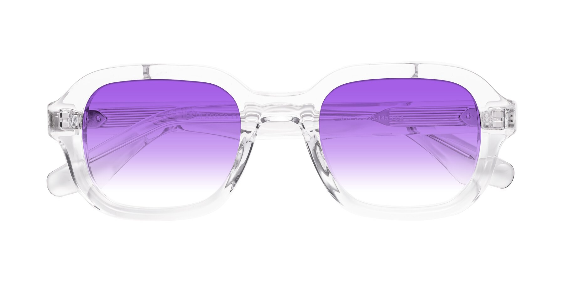 Folded Front of Unite in Clear with Purple Gradient Lenses