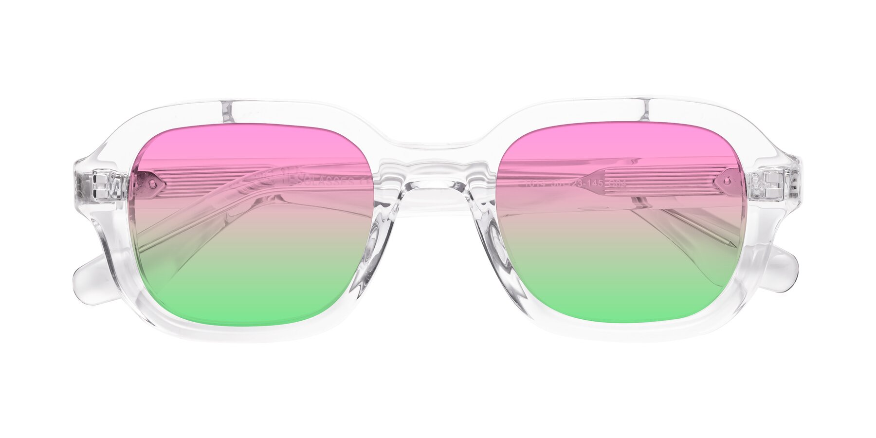 Folded Front of Unite in Clear with Pink / Green Gradient Lenses