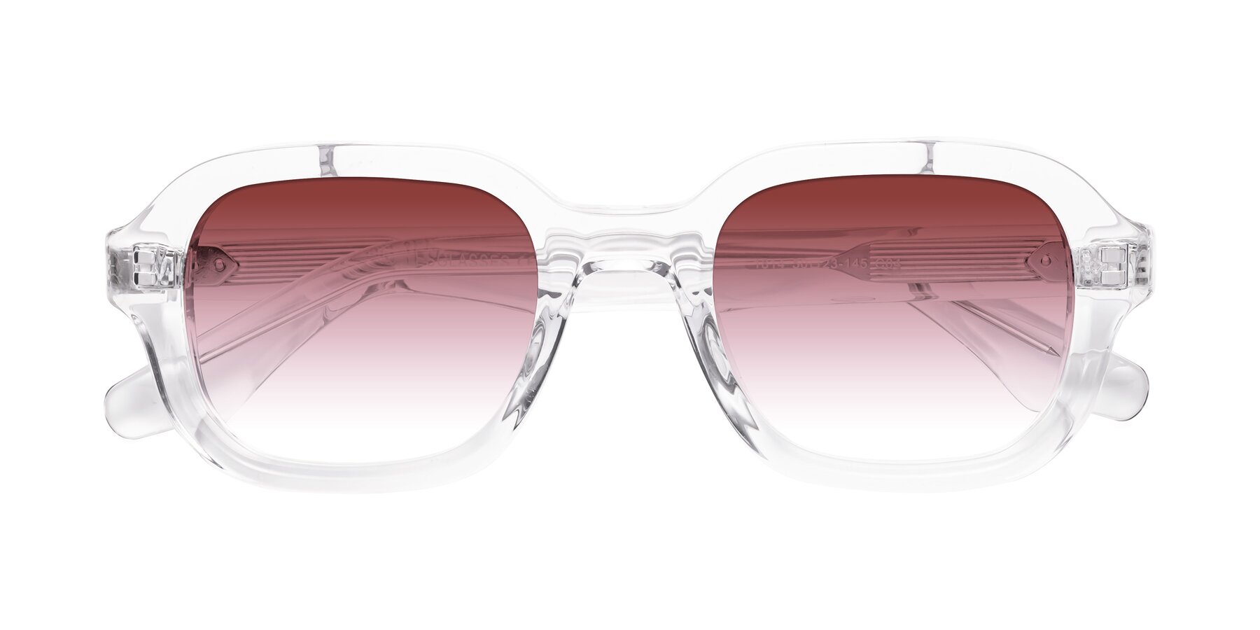 Folded Front of Unite in Clear with Garnet Gradient Lenses