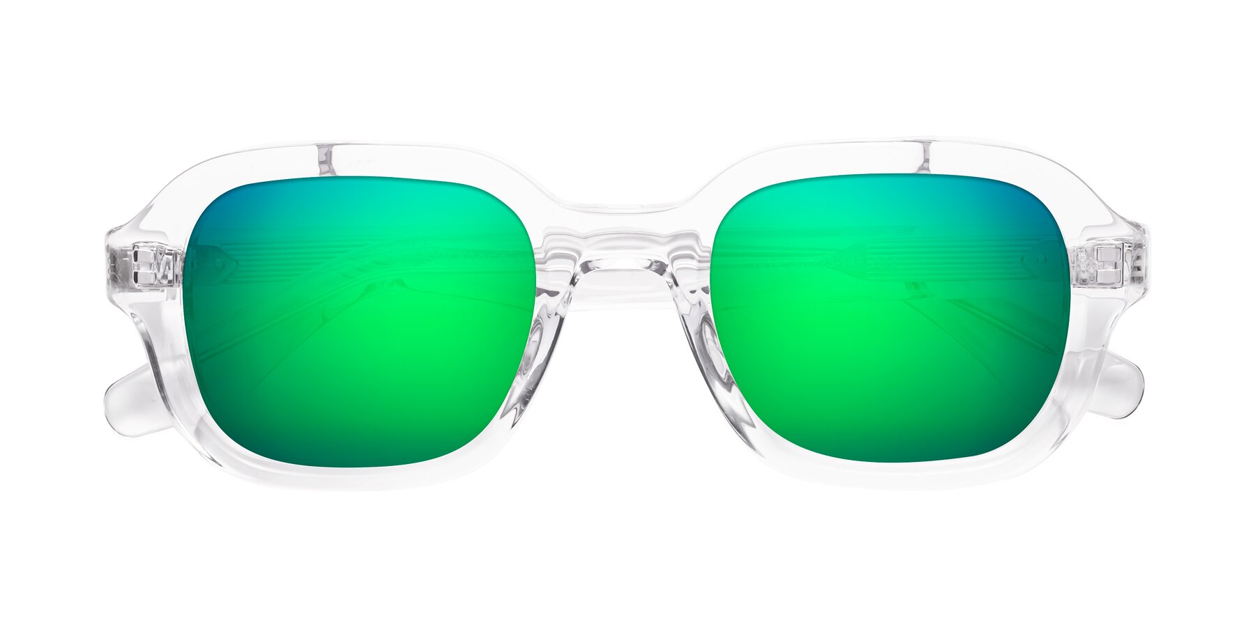 Folded Front of Unite in Clear with Green Mirrored Lenses