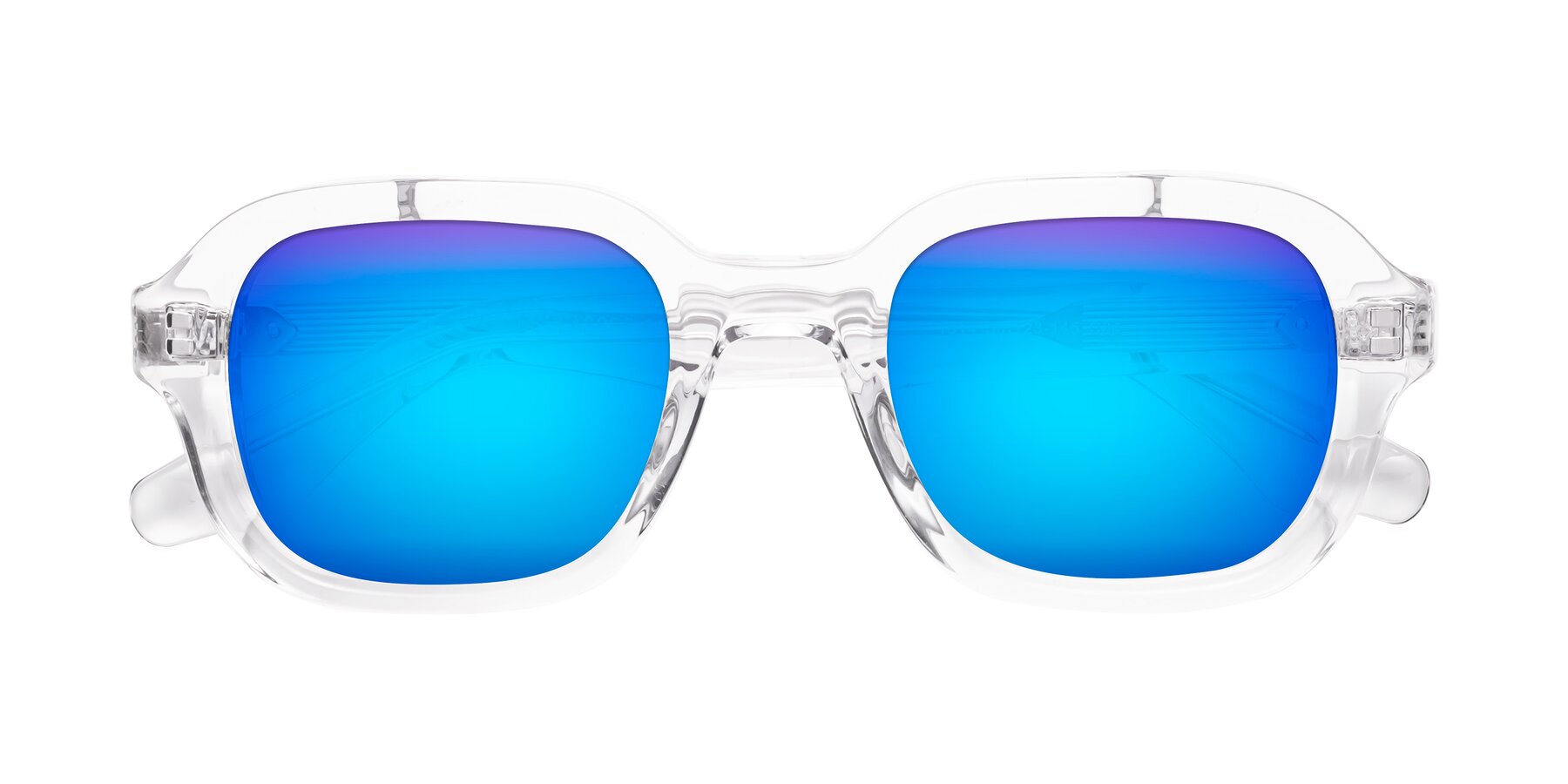 Folded Front of Unite in Clear with Blue Mirrored Lenses