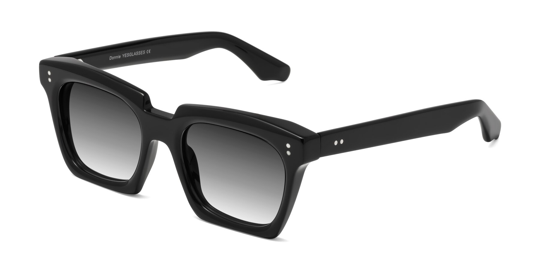 Angle of Donnie in Black with Gray Gradient Lenses