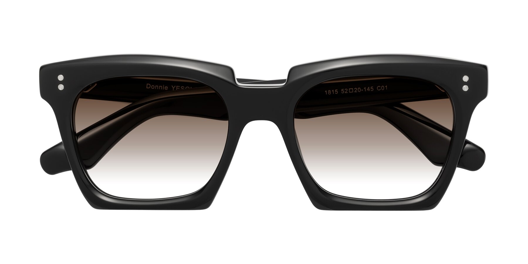 Folded Front of Donnie in Black with Brown Gradient Lenses