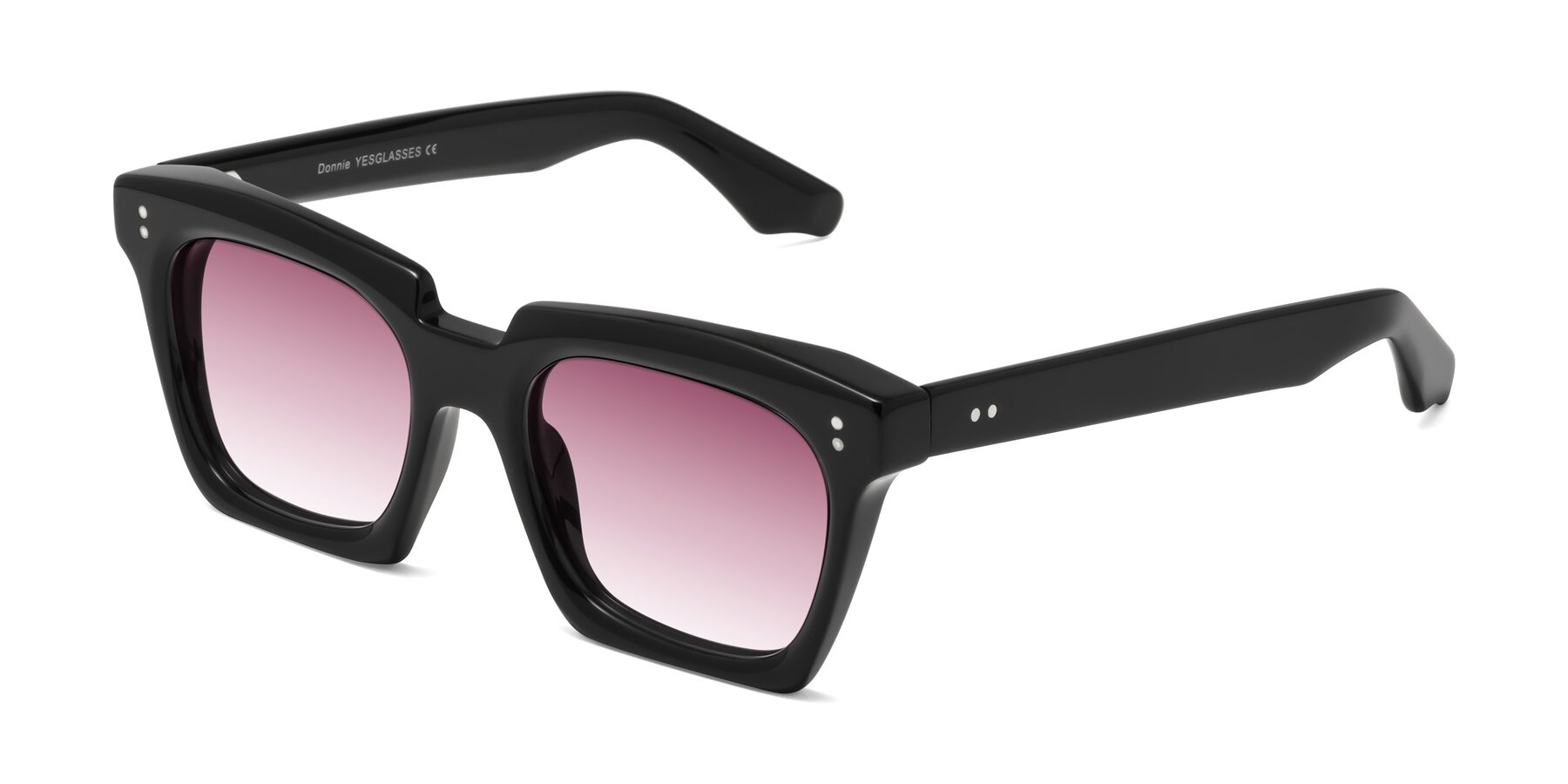 Angle of Donnie in Black with Wine Gradient Lenses