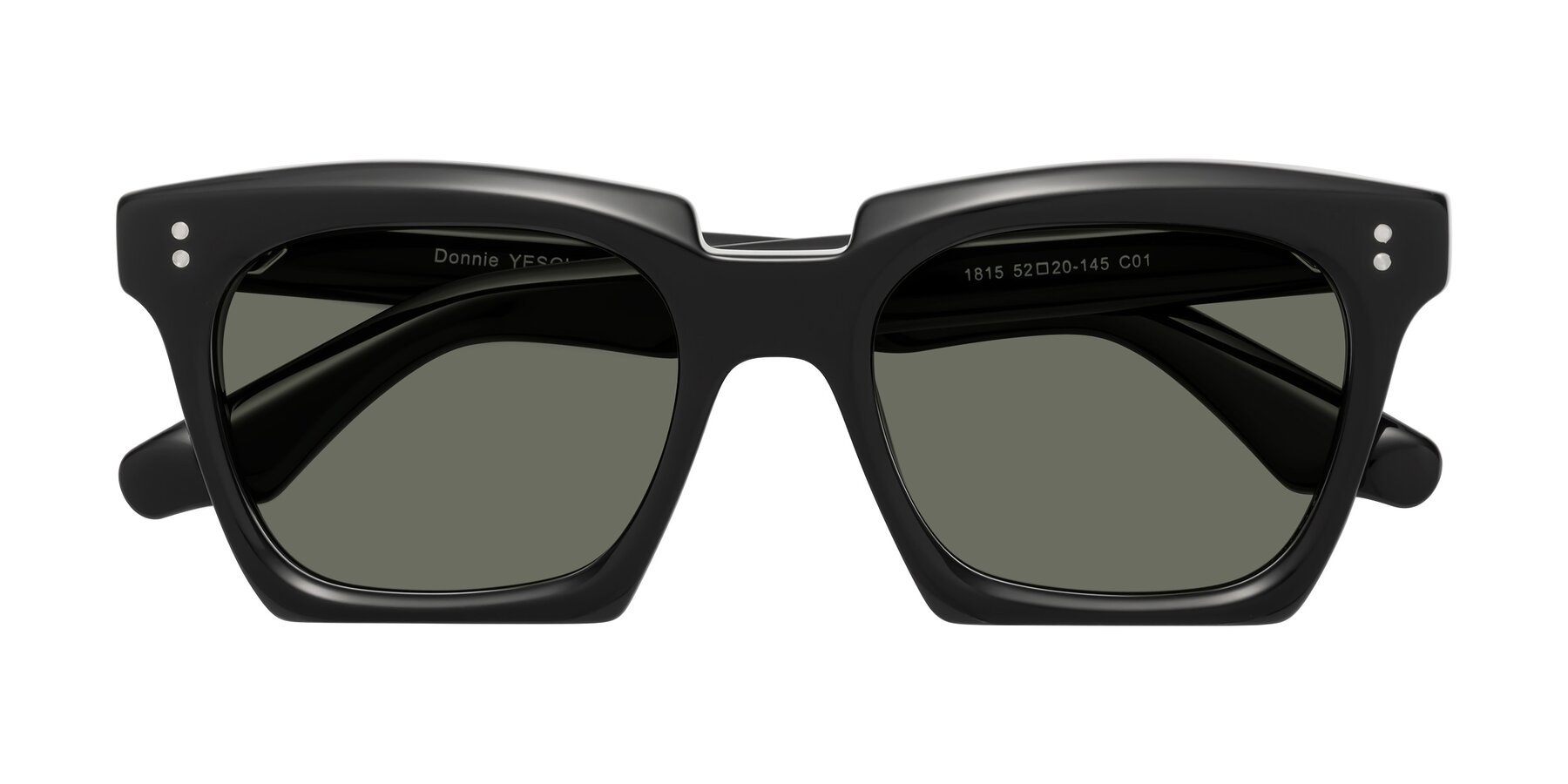 Folded Front of Donnie in Black with Gray Polarized Lenses