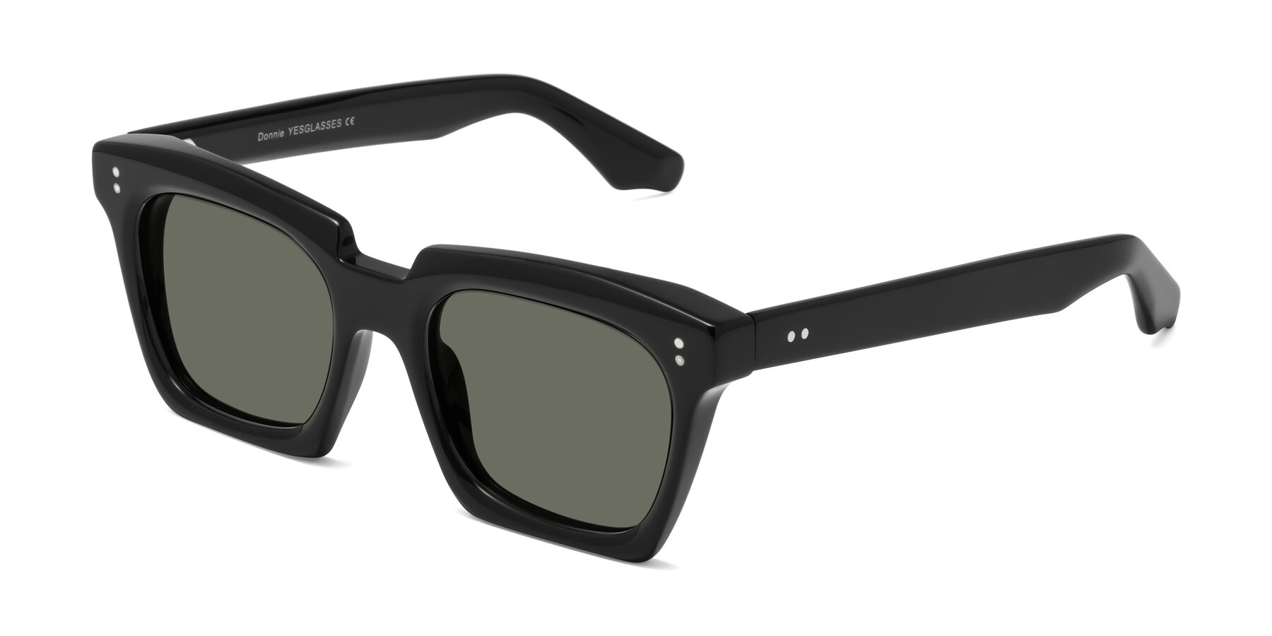 Angle of Donnie in Black with Gray Polarized Lenses