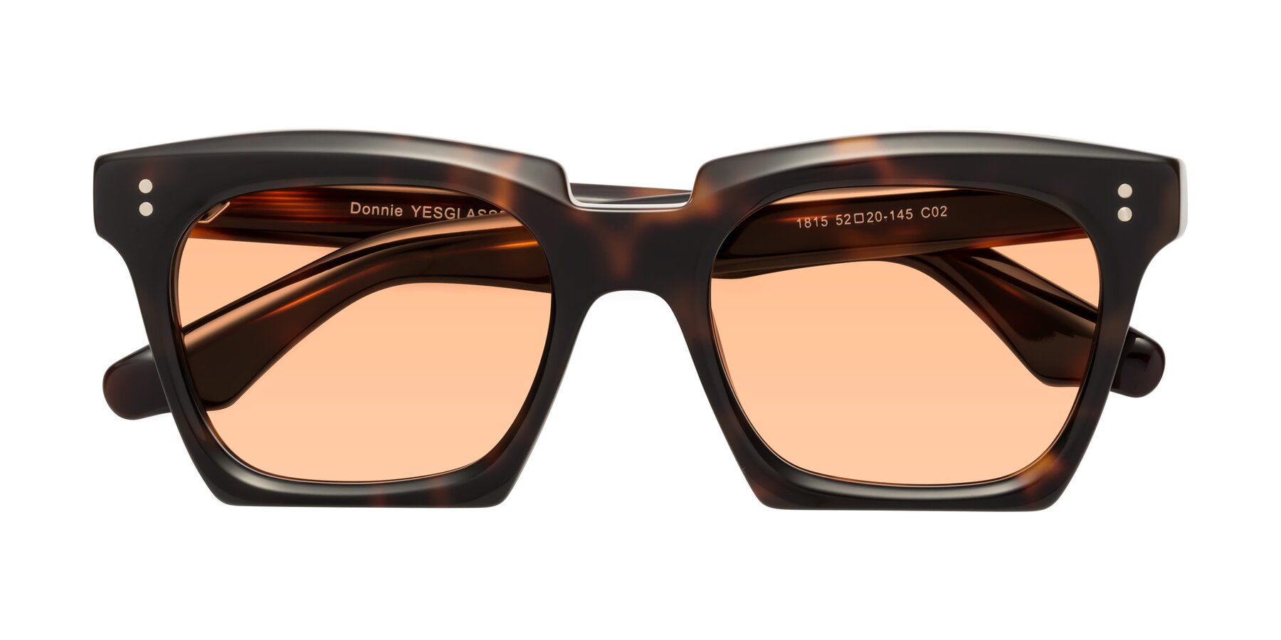 Folded Front of Donnie in Tortoise with Light Orange Tinted Lenses