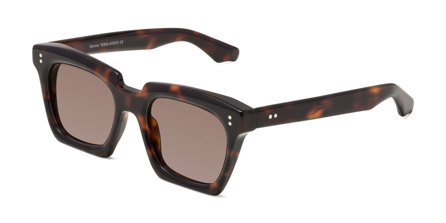 Angle of Donnie in Tortoise with Medium Brown Tinted Lenses