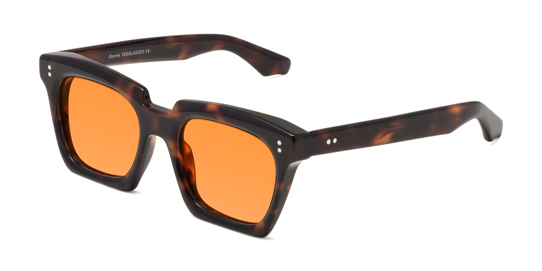 Angle of Donnie in Tortoise with Orange Tinted Lenses