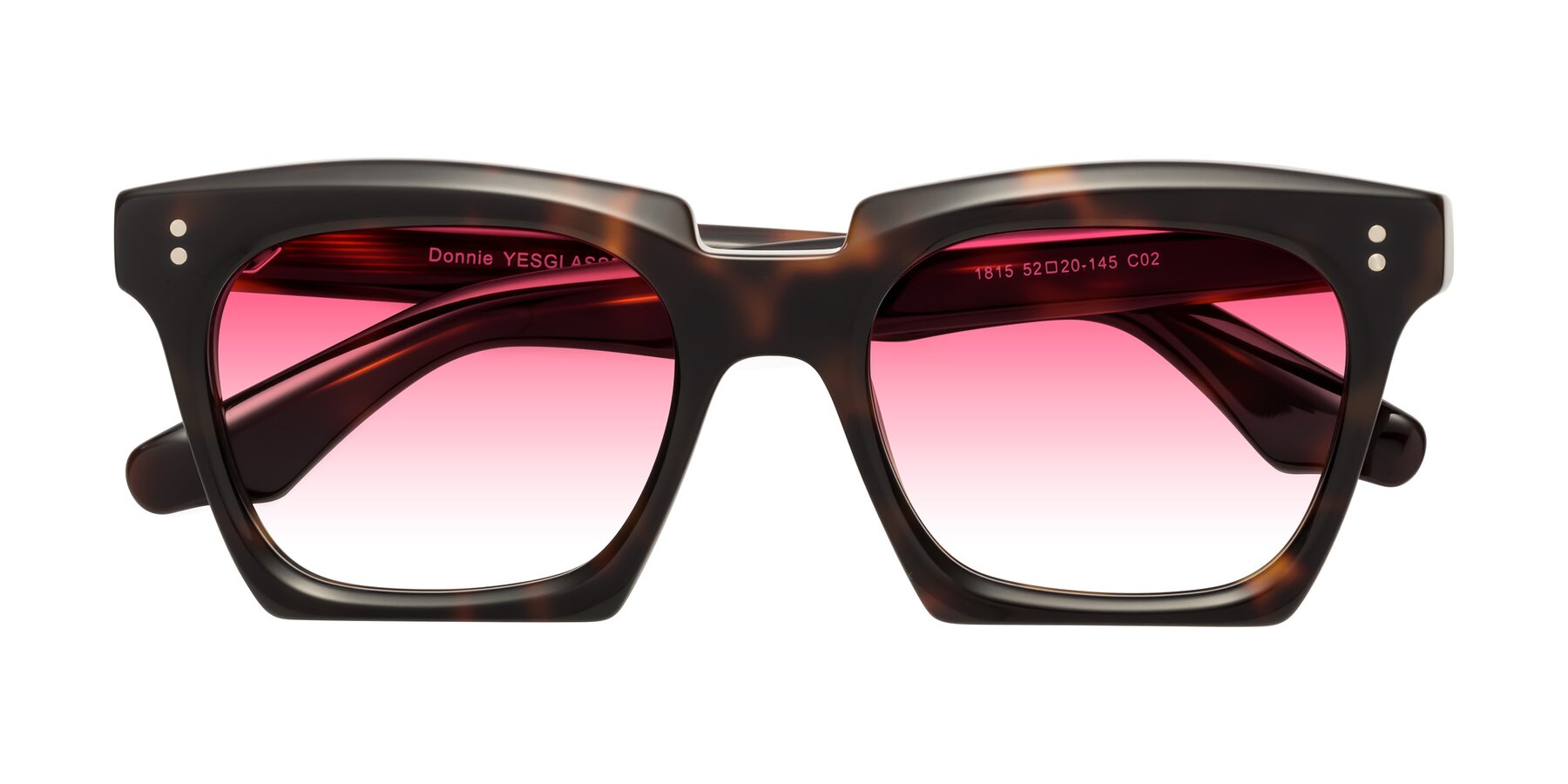 Folded Front of Donnie in Tortoise with Pink Gradient Lenses