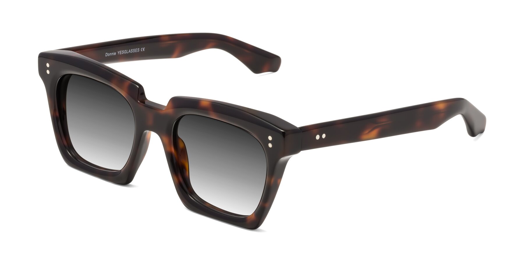 Angle of Donnie in Tortoise with Gray Gradient Lenses