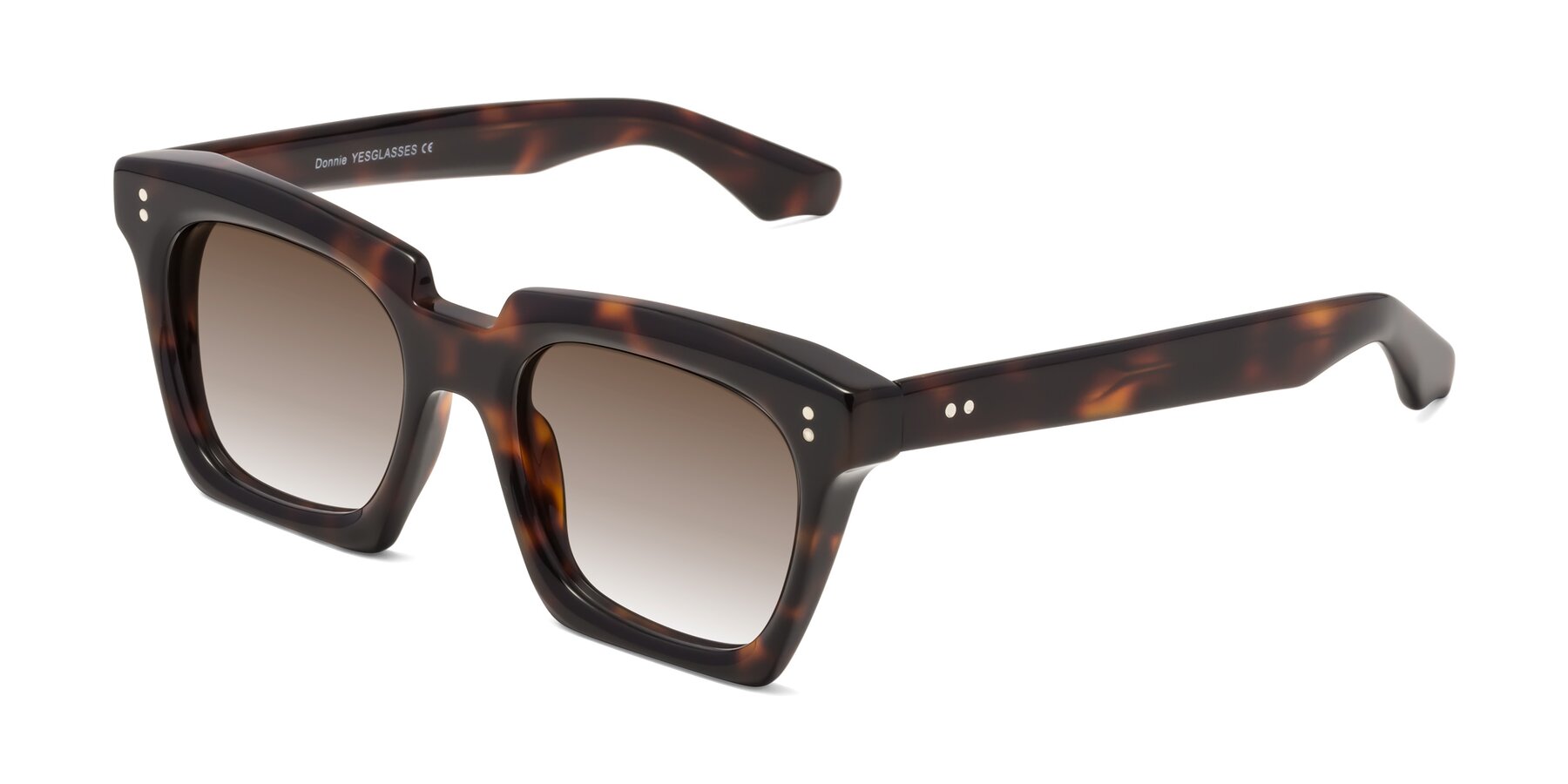 Angle of Donnie in Tortoise with Brown Gradient Lenses