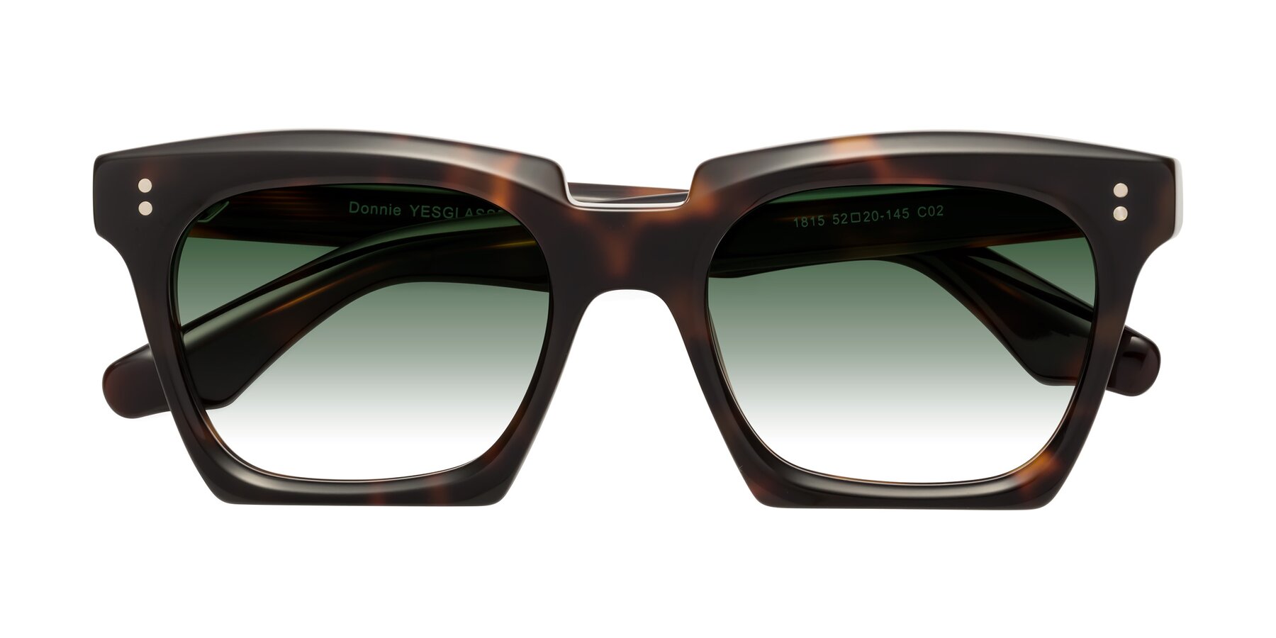 Folded Front of Donnie in Tortoise with Green Gradient Lenses