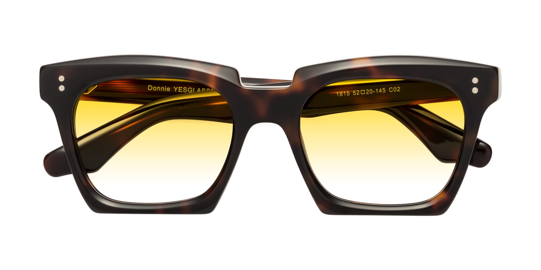 Folded Front of Donnie in Tortoise with Yellow Gradient Lenses