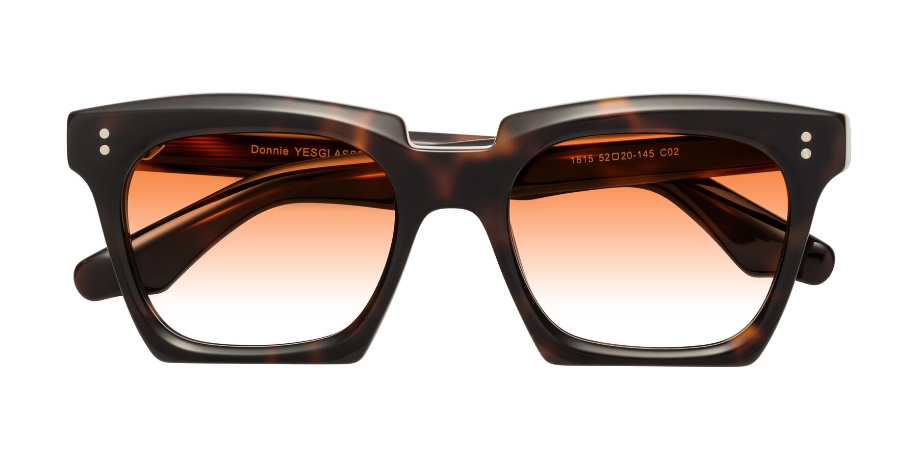 Folded Front of Donnie in Tortoise with Orange Gradient Lenses