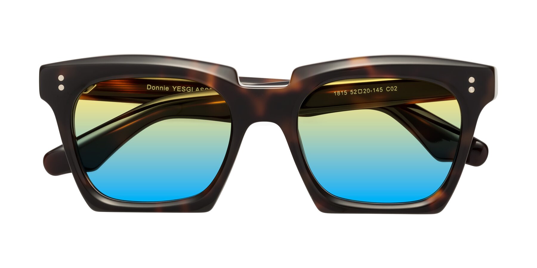 Folded Front of Donnie in Tortoise with Yellow / Blue Gradient Lenses
