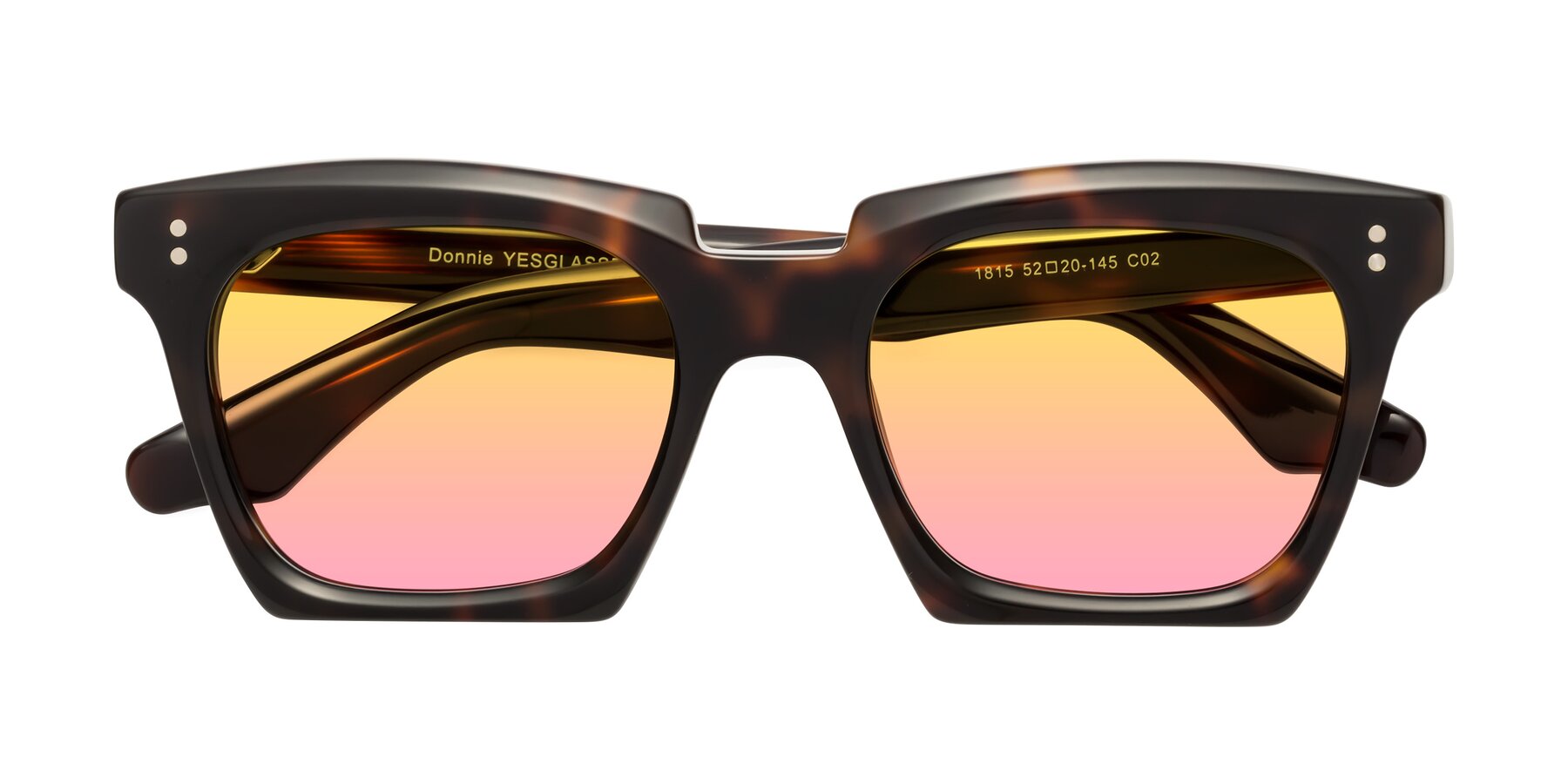Folded Front of Donnie in Tortoise with Yellow / Pink Gradient Lenses
