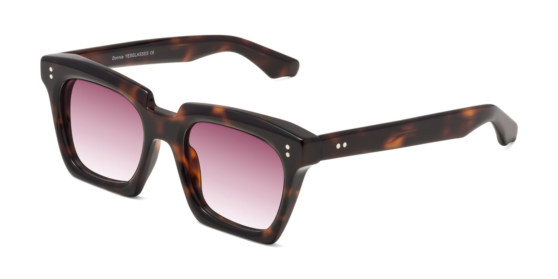 Angle of Donnie in Tortoise with Wine Gradient Lenses