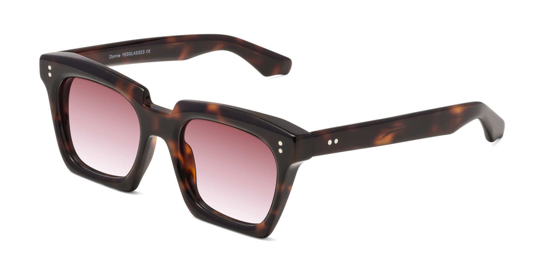 Angle of Donnie in Tortoise with Garnet Gradient Lenses