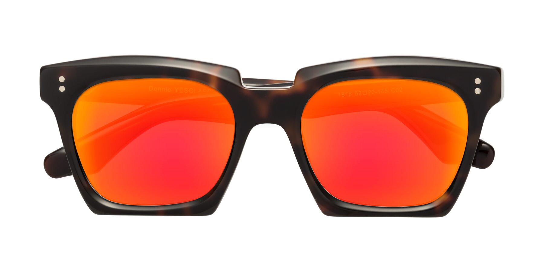 Folded Front of Donnie in Tortoise with Red Gold Mirrored Lenses