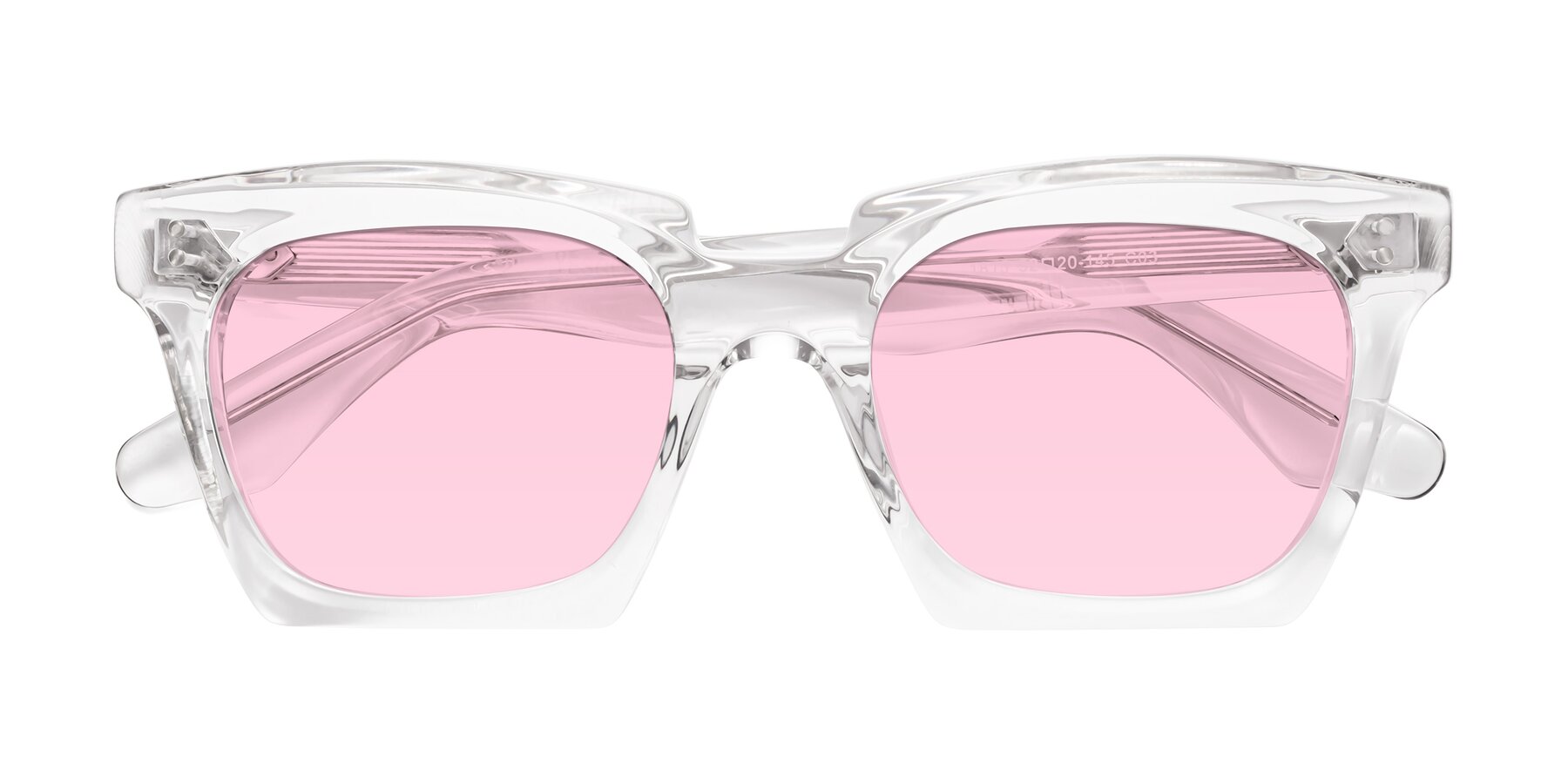 Folded Front of Donnie in Clear with Light Pink Tinted Lenses