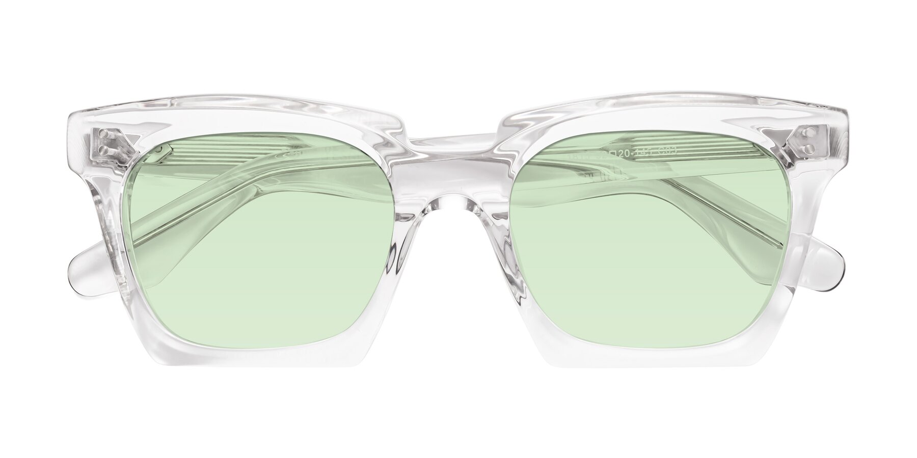 Folded Front of Donnie in Clear with Light Green Tinted Lenses