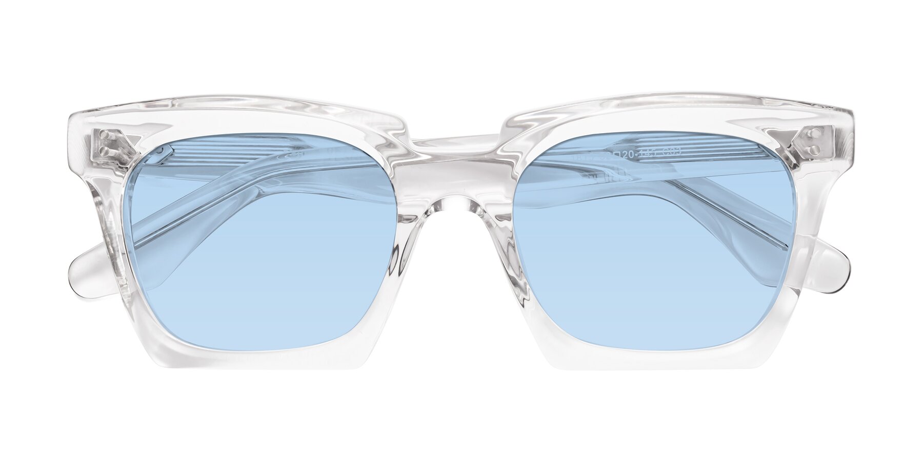 Folded Front of Donnie in Clear with Light Blue Tinted Lenses