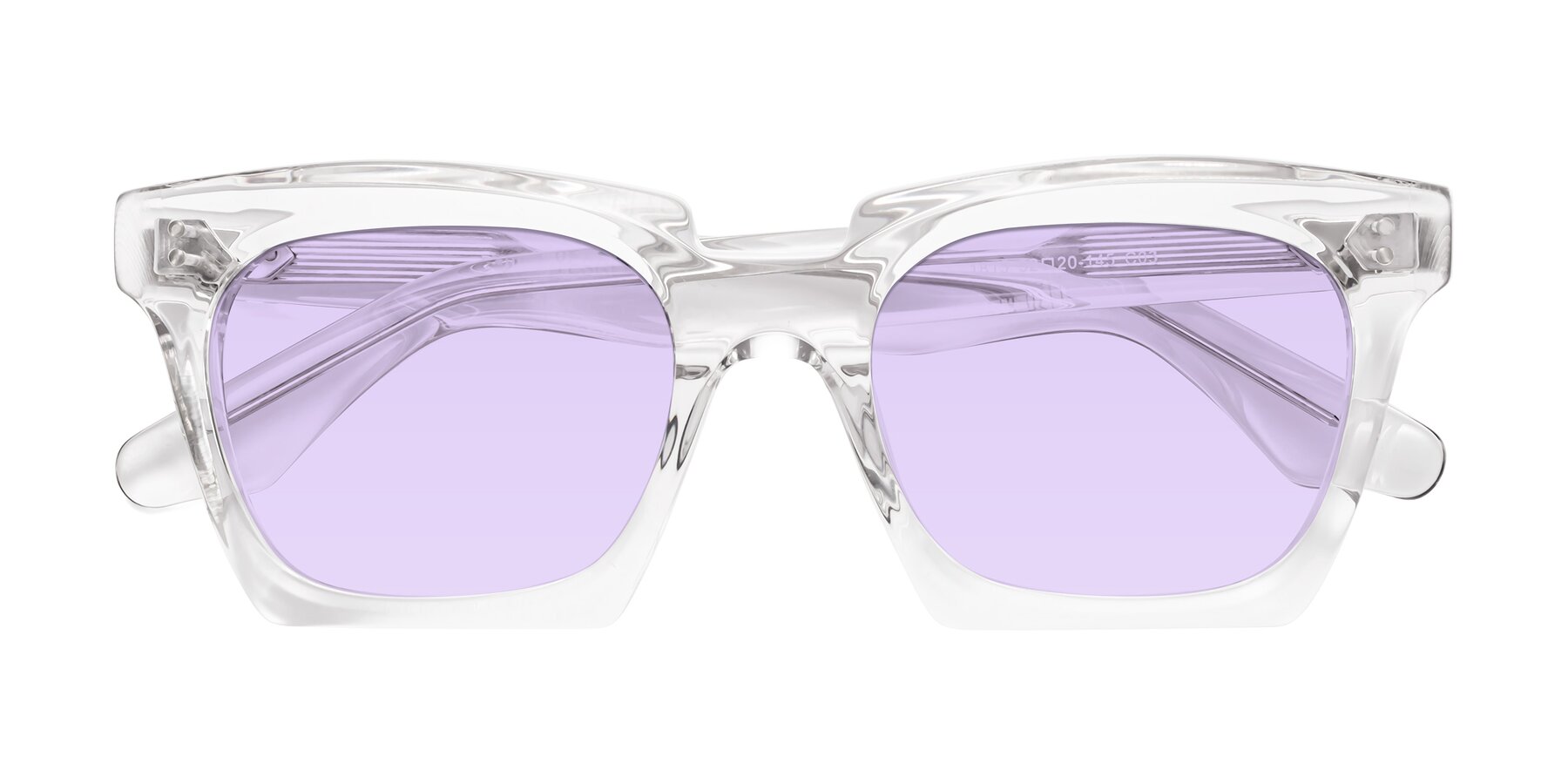 Folded Front of Donnie in Clear with Light Purple Tinted Lenses