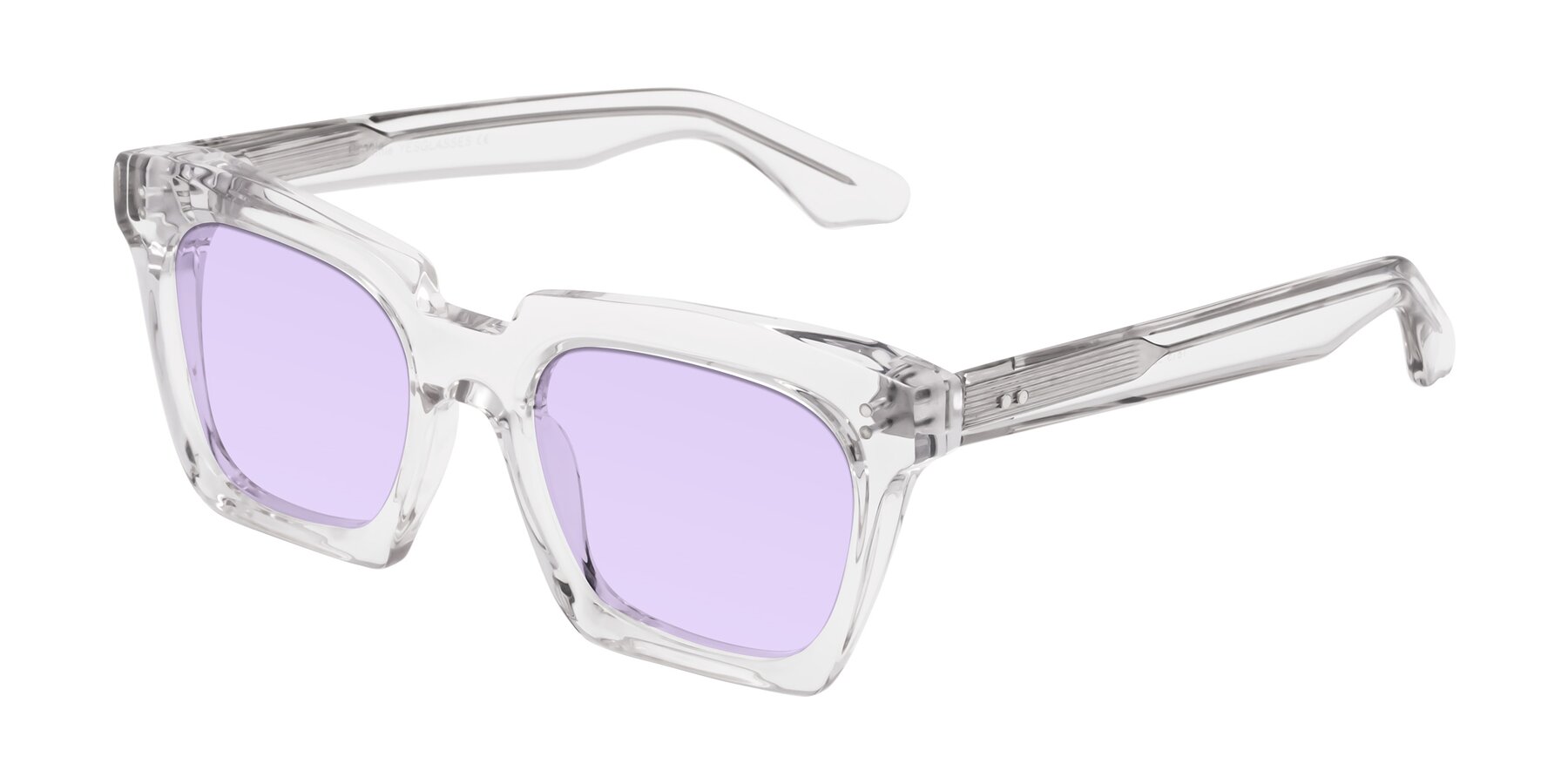 Angle of Donnie in Clear with Light Purple Tinted Lenses