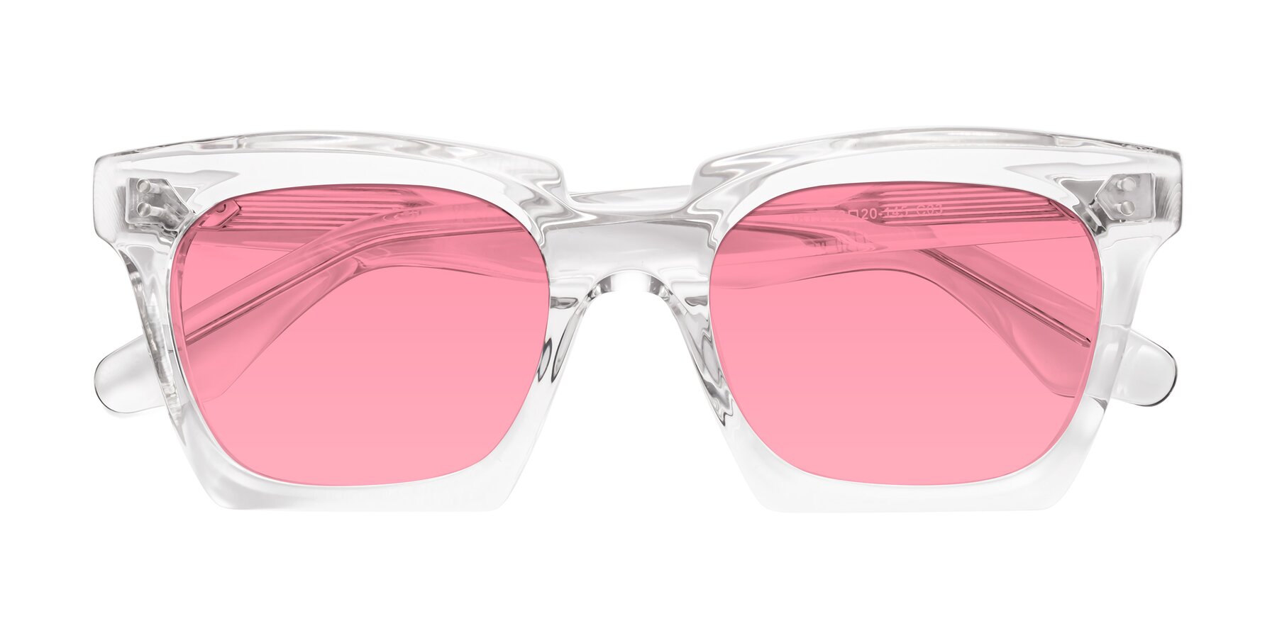 Folded Front of Donnie in Clear with Pink Tinted Lenses