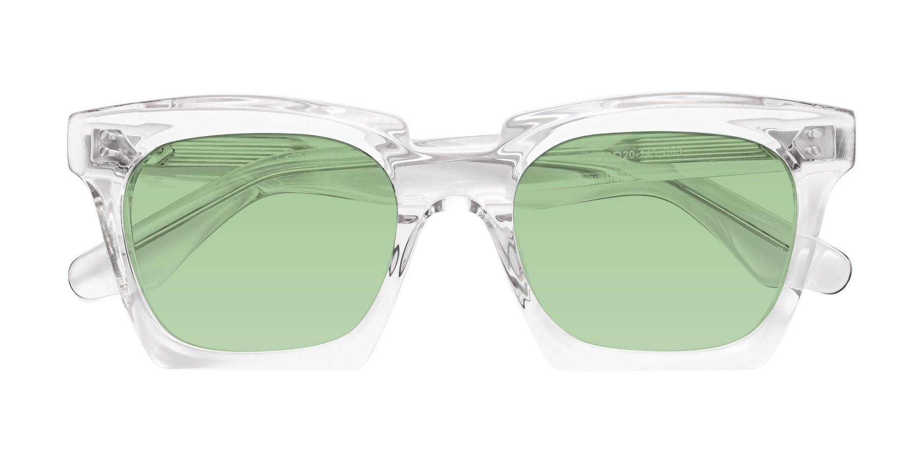 Folded Front of Donnie in Clear with Medium Green Tinted Lenses