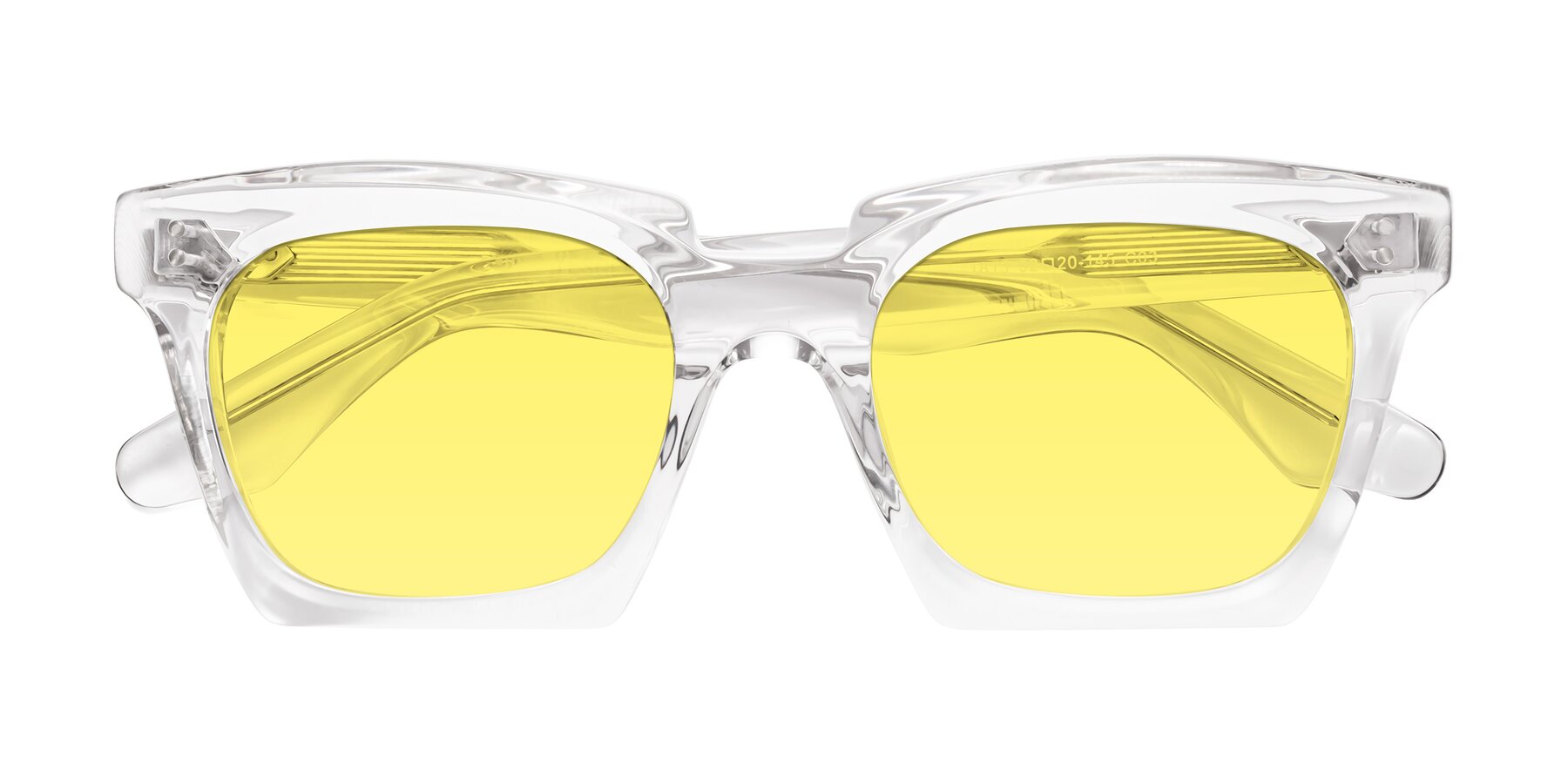 Folded Front of Donnie in Clear with Medium Yellow Tinted Lenses