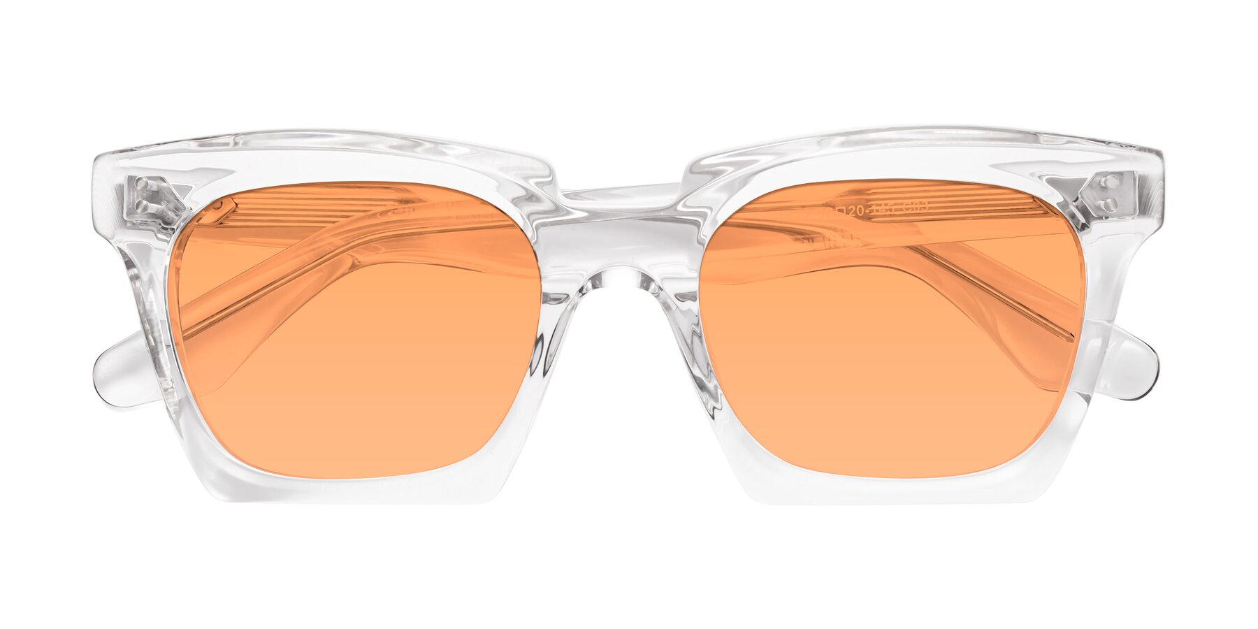 Folded Front of Donnie in Clear with Medium Orange Tinted Lenses