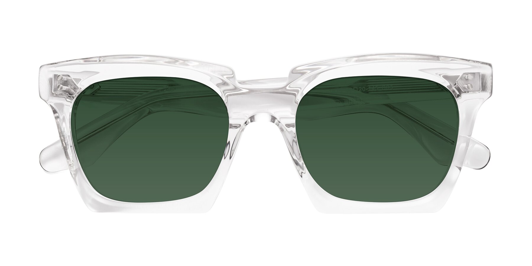 Folded Front of Donnie in Clear with Green Tinted Lenses