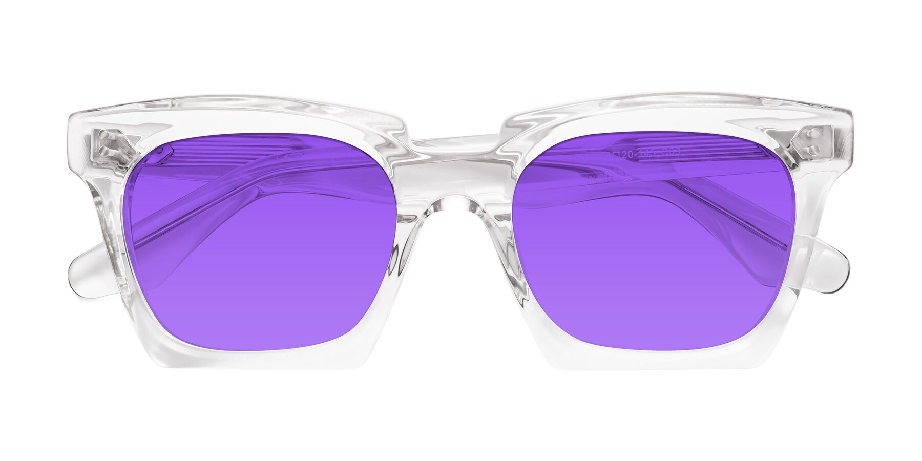 Folded Front of Donnie in Clear with Purple Tinted Lenses