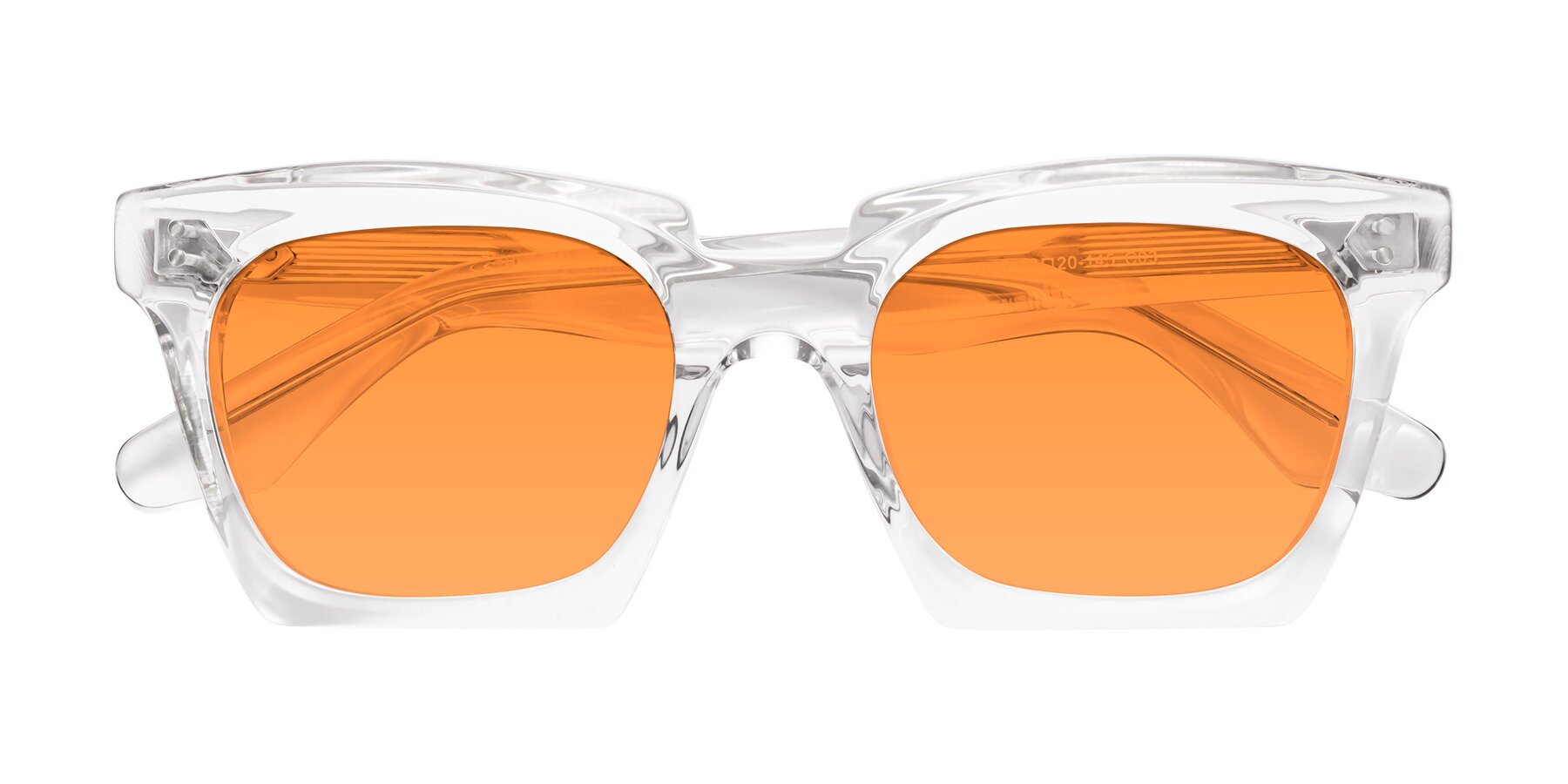 Folded Front of Donnie in Clear with Orange Tinted Lenses