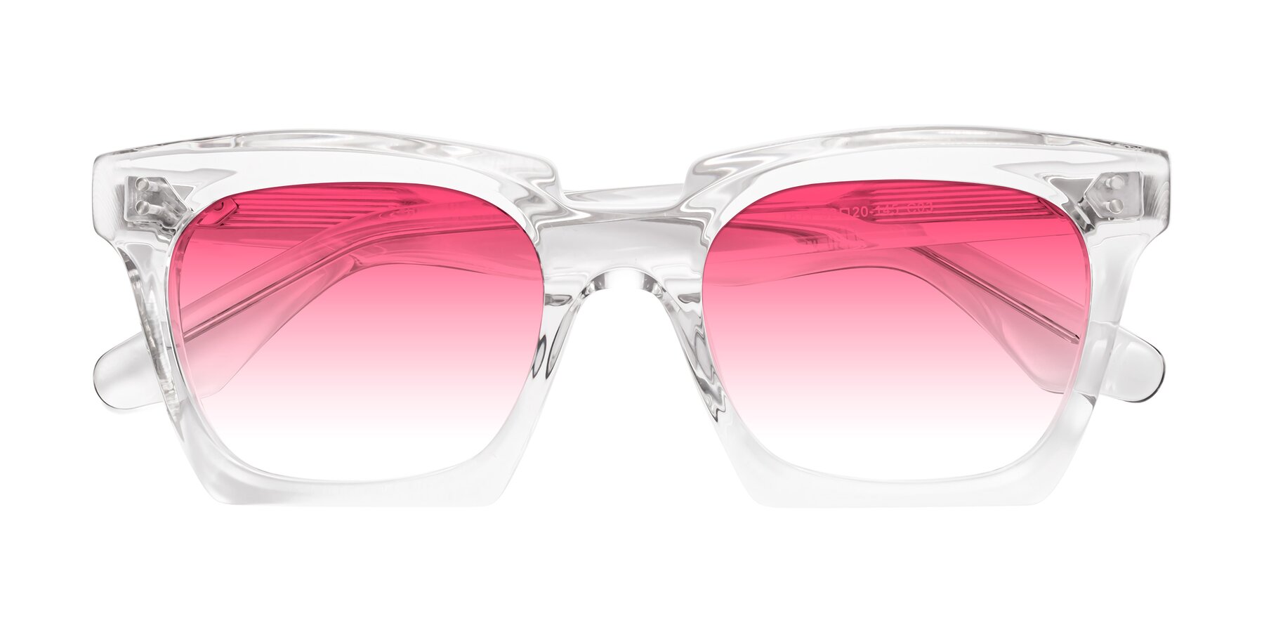 Folded Front of Donnie in Clear with Pink Gradient Lenses