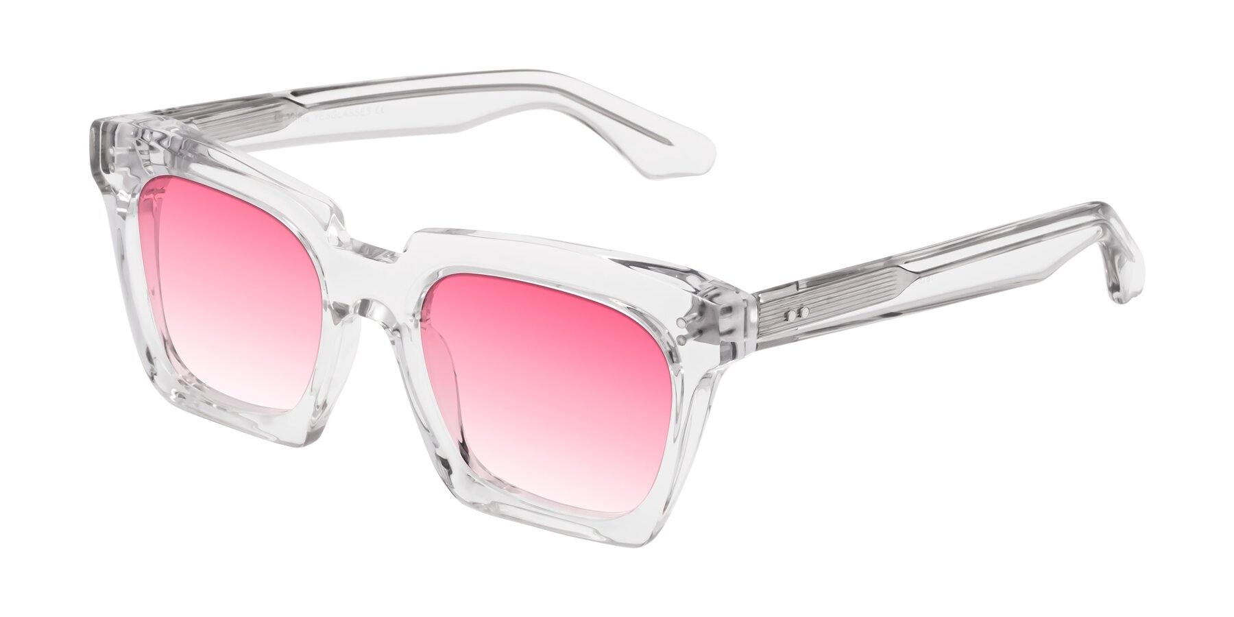 Angle of Donnie in Clear with Pink Gradient Lenses