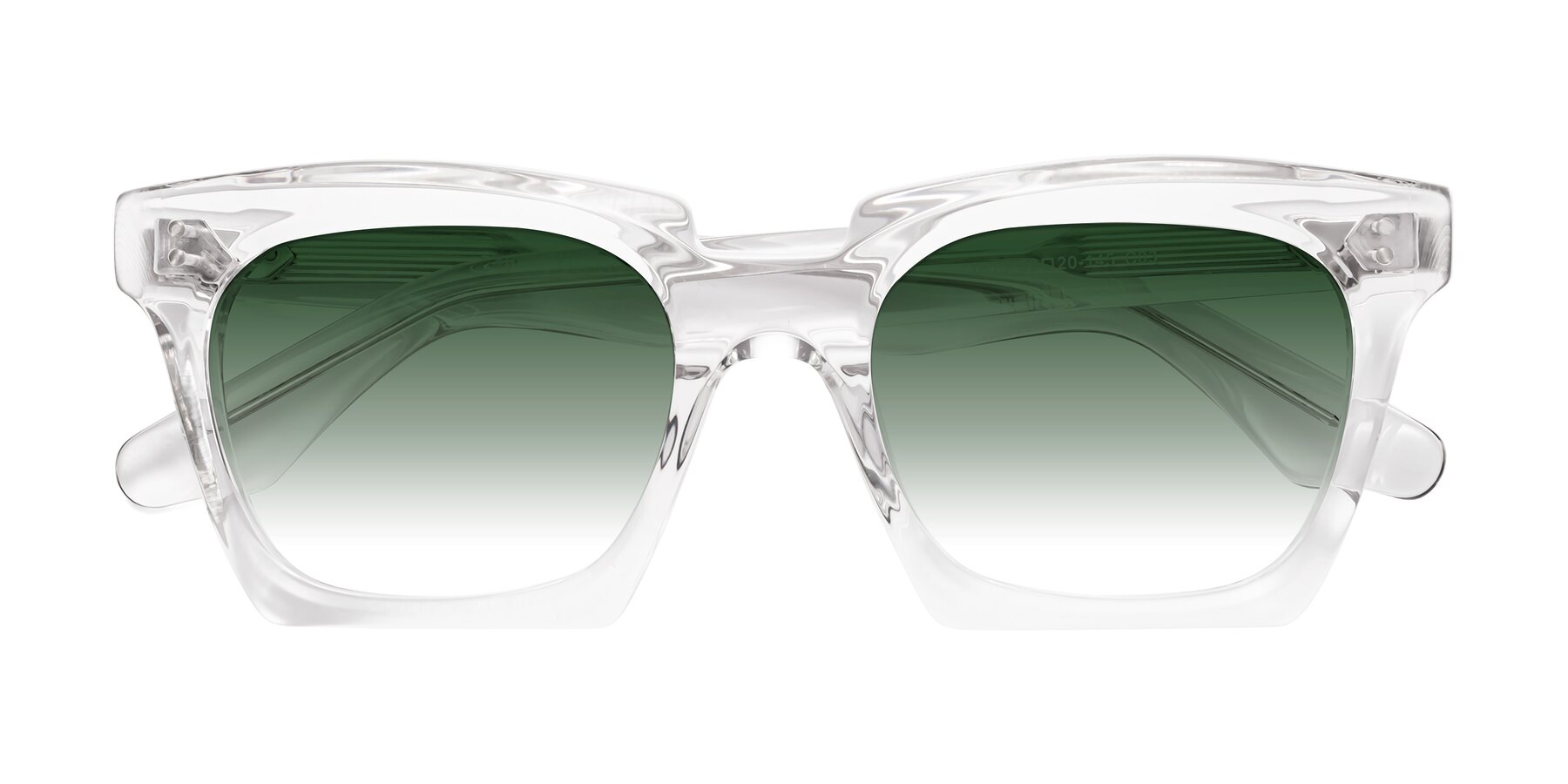 Folded Front of Donnie in Clear with Green Gradient Lenses