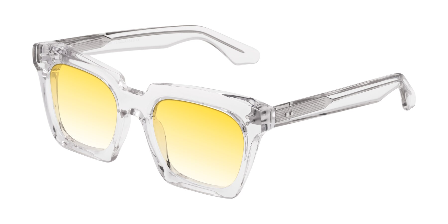 Angle of Donnie in Clear with Yellow Gradient Lenses