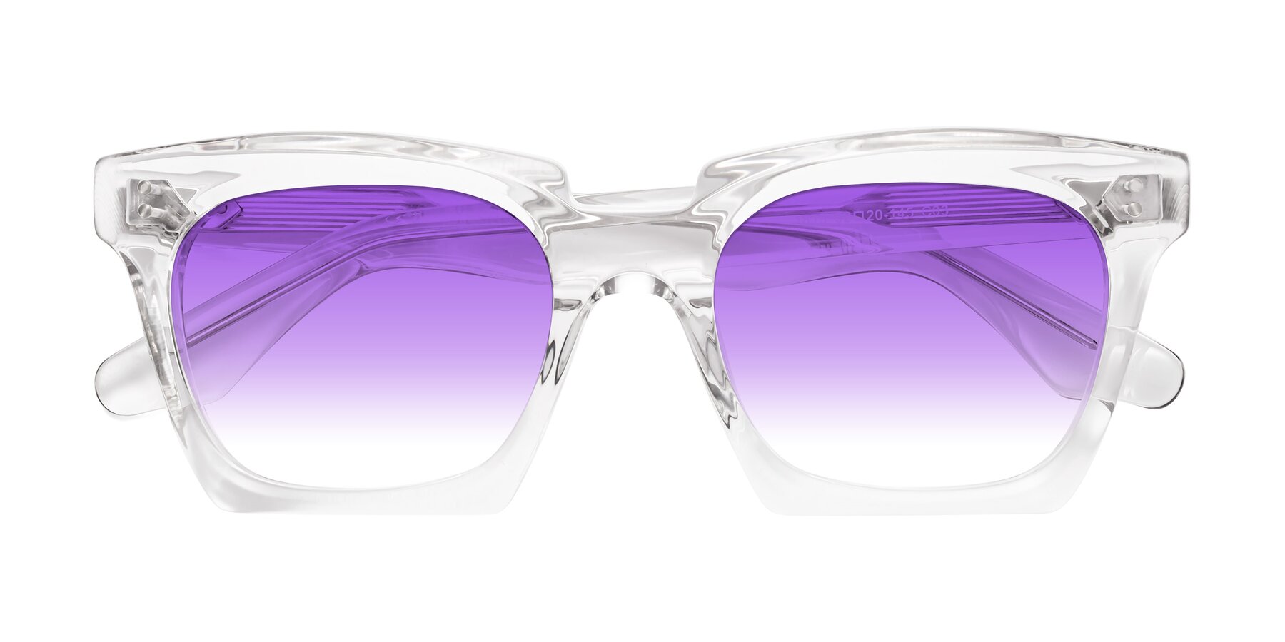 Folded Front of Donnie in Clear with Purple Gradient Lenses