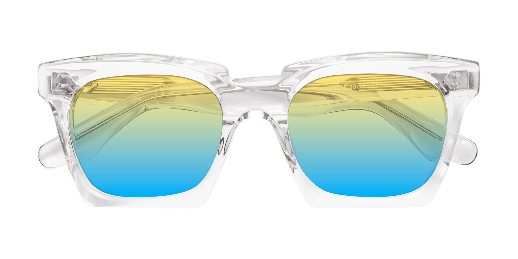 Folded Front of Donnie in Clear with Yellow / Blue Gradient Lenses