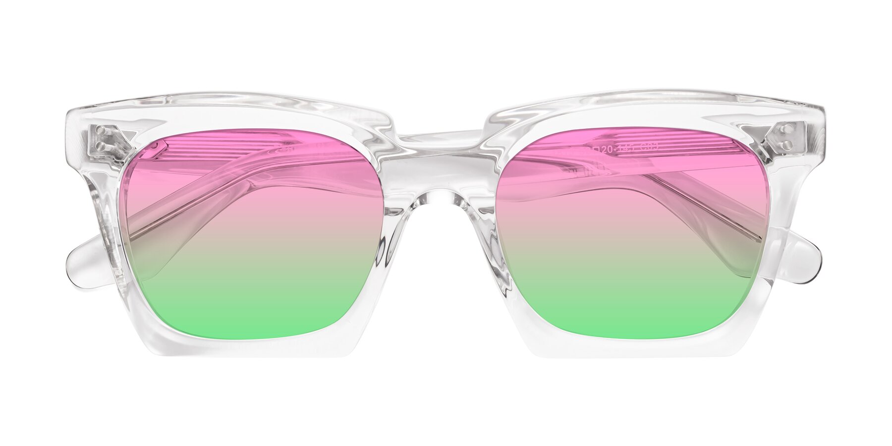 Folded Front of Donnie in Clear with Pink / Green Gradient Lenses