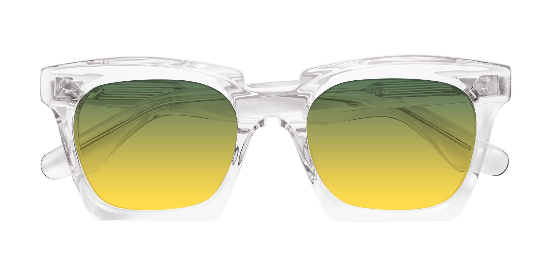 Folded Front of Donnie in Clear with Green / Yellow Gradient Lenses