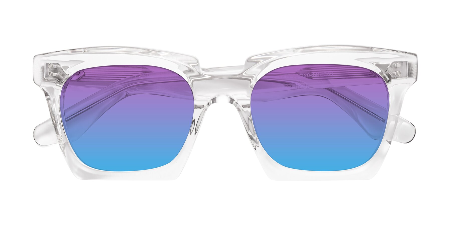 Folded Front of Donnie in Clear with Purple / Blue Gradient Lenses