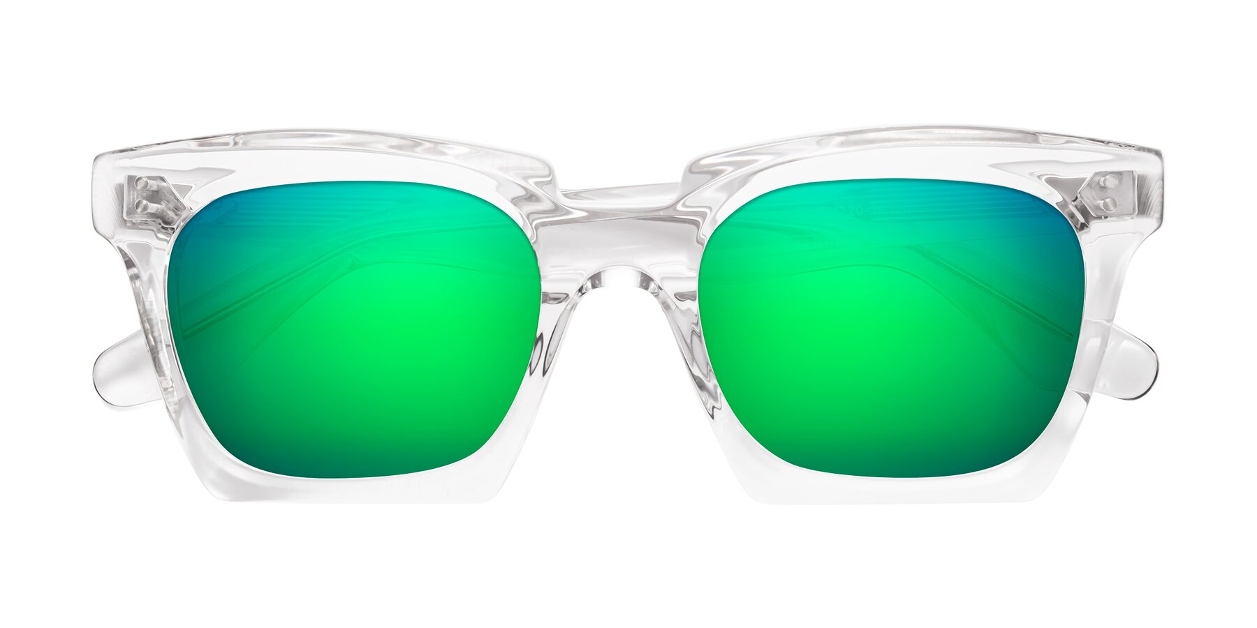 Folded Front of Donnie in Clear with Green Mirrored Lenses