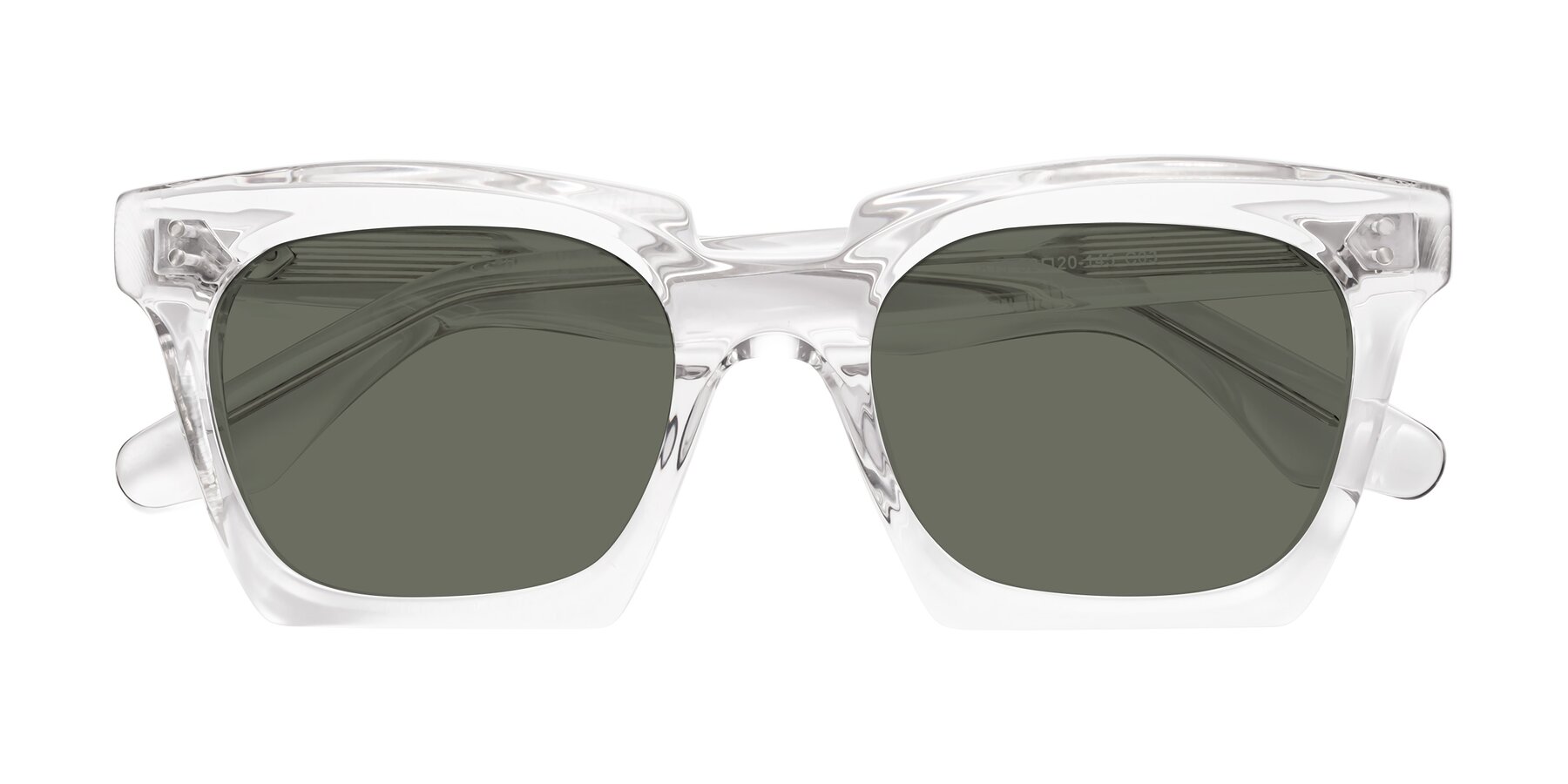 Folded Front of Donnie in Clear with Gray Polarized Lenses