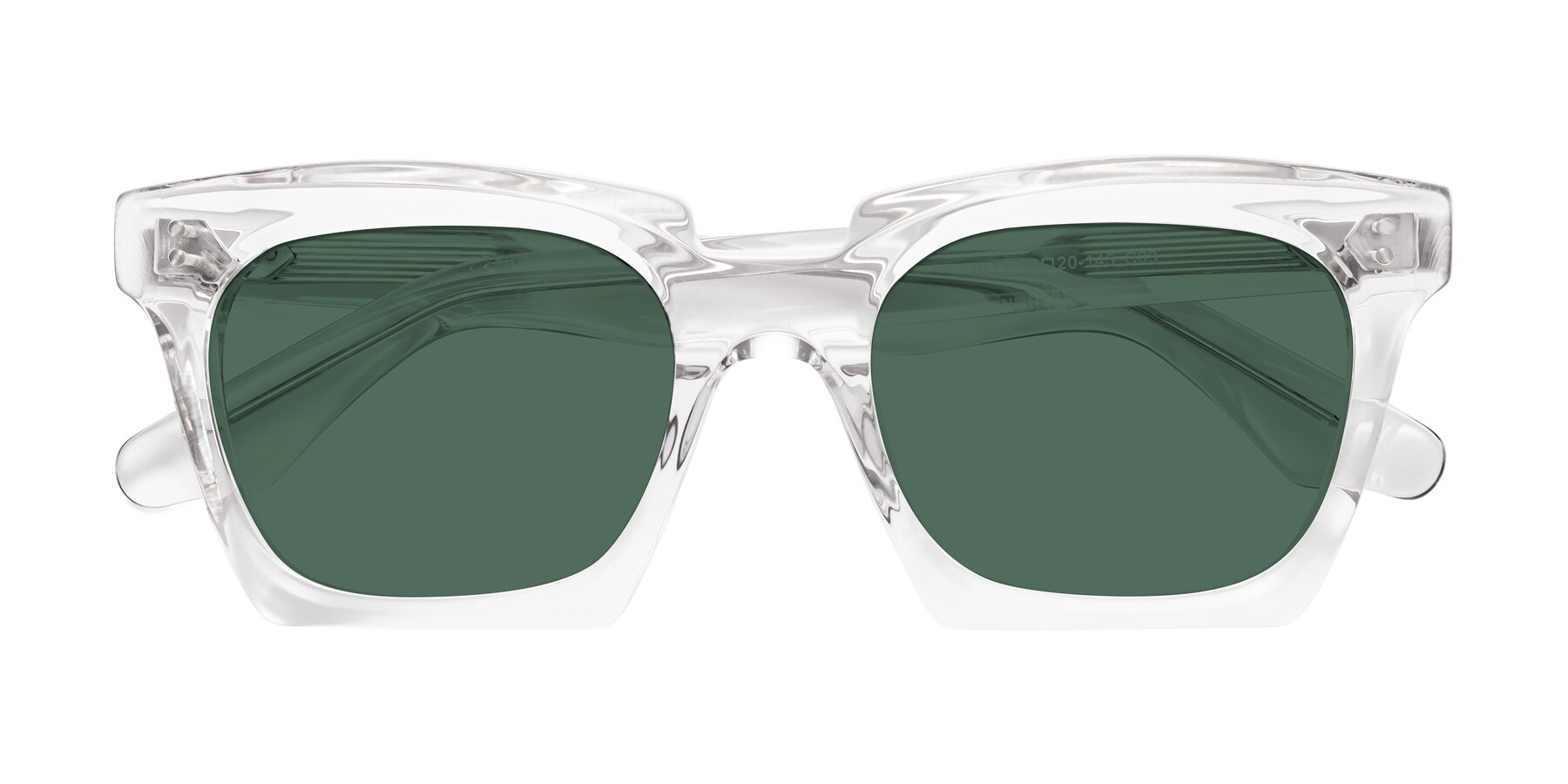 Folded Front of Donnie in Clear with Green Polarized Lenses